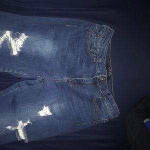 MEDIUM BLUE RIPPED JEANS, WAX